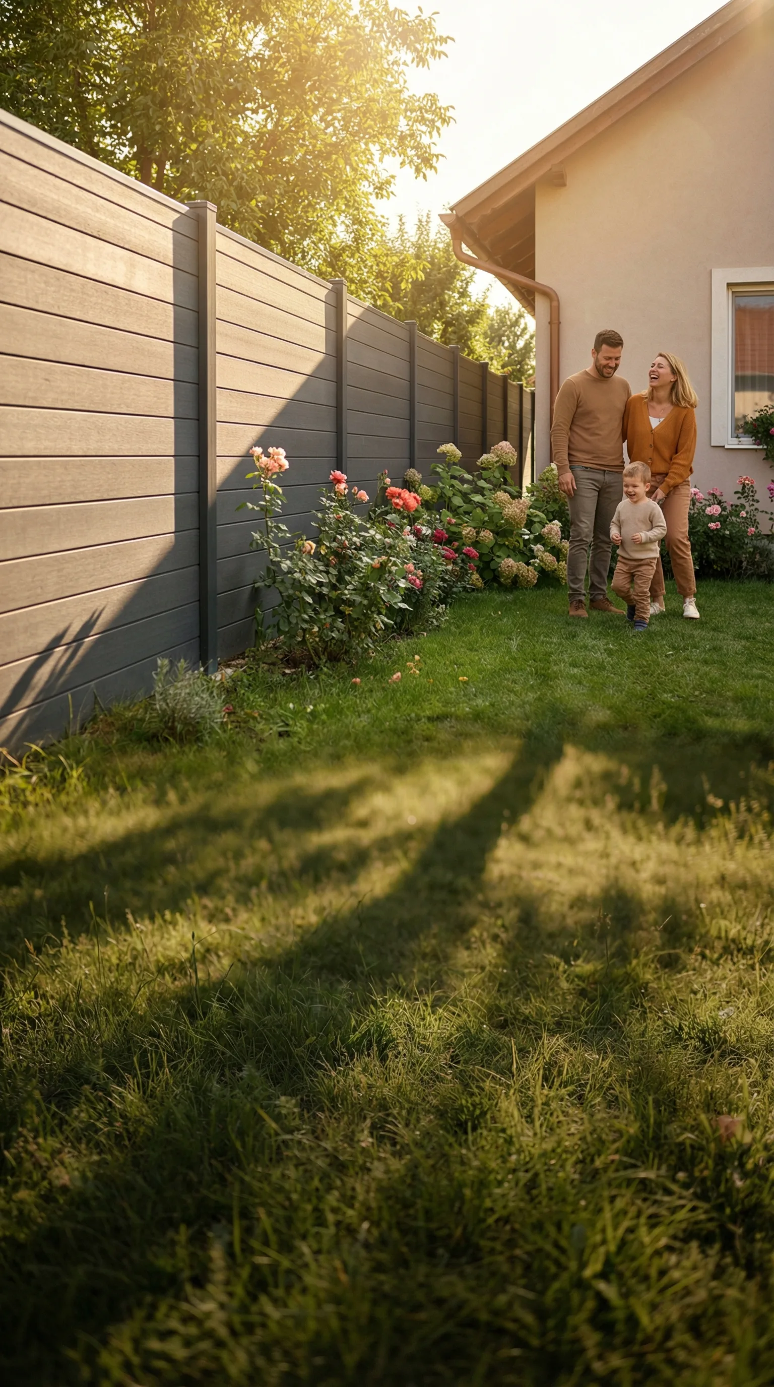 Premium WPC fence in modern garden
