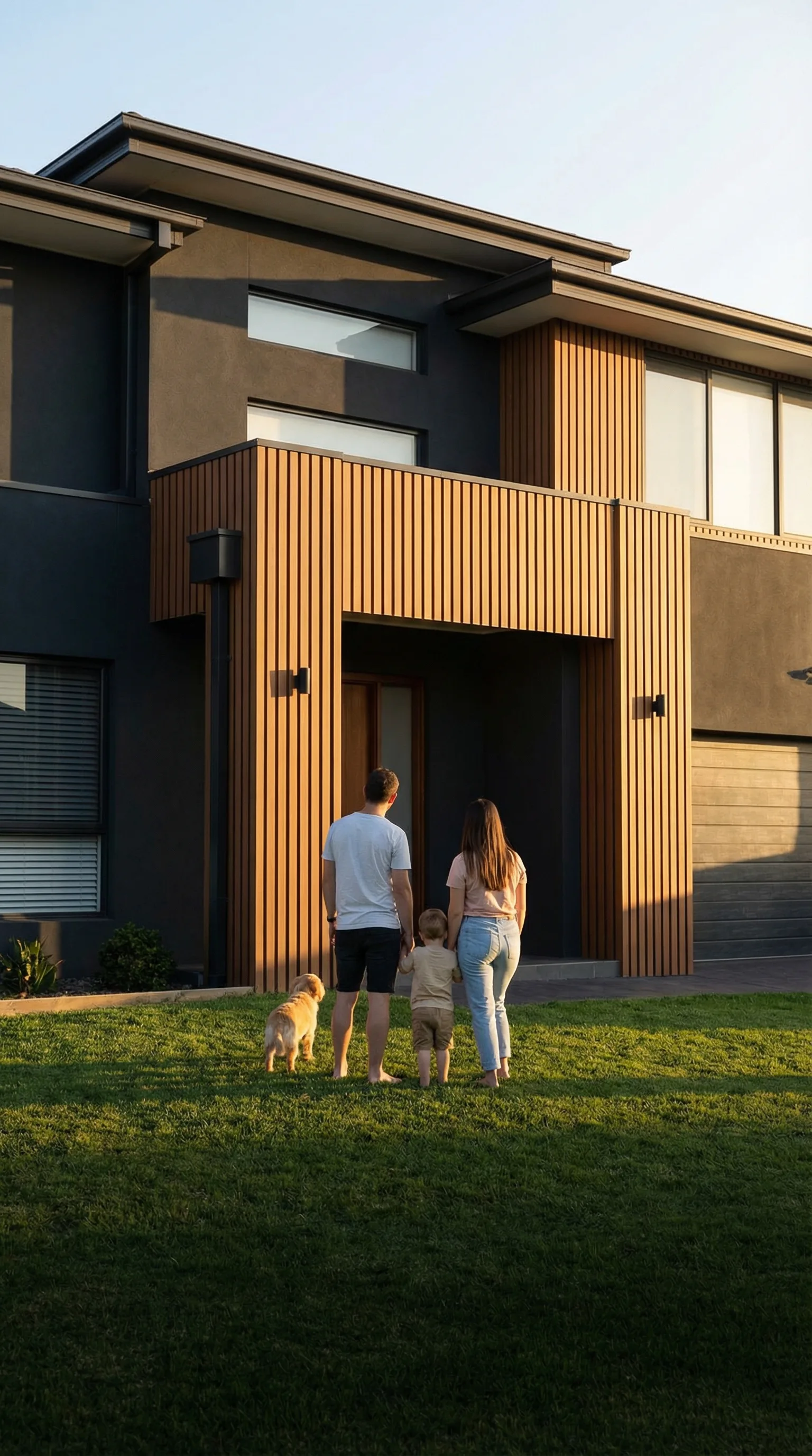 Premium WPC facade cladding on modern house